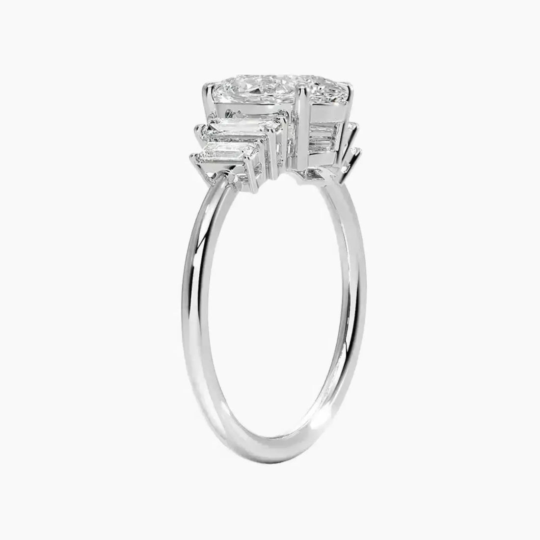 Nerine Five Stone Oval Designer 2.5 Carat Lab Grown Diamond Engagement Ring in 18K White Gold