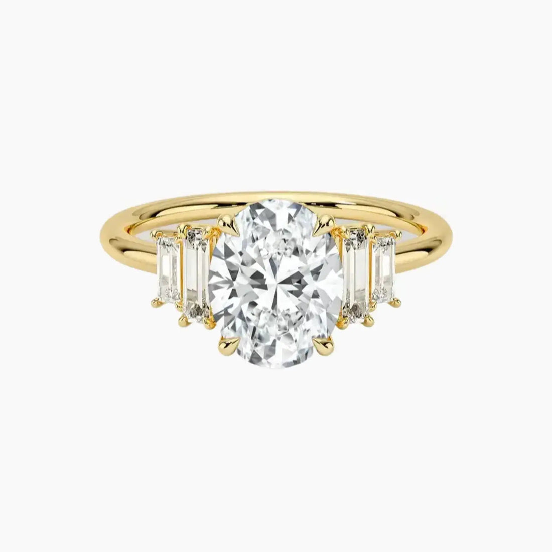 Nerine Five Stone Oval Designer 3 Carat Lab Grown Diamond Engagement Ring in 14K Rose Gold