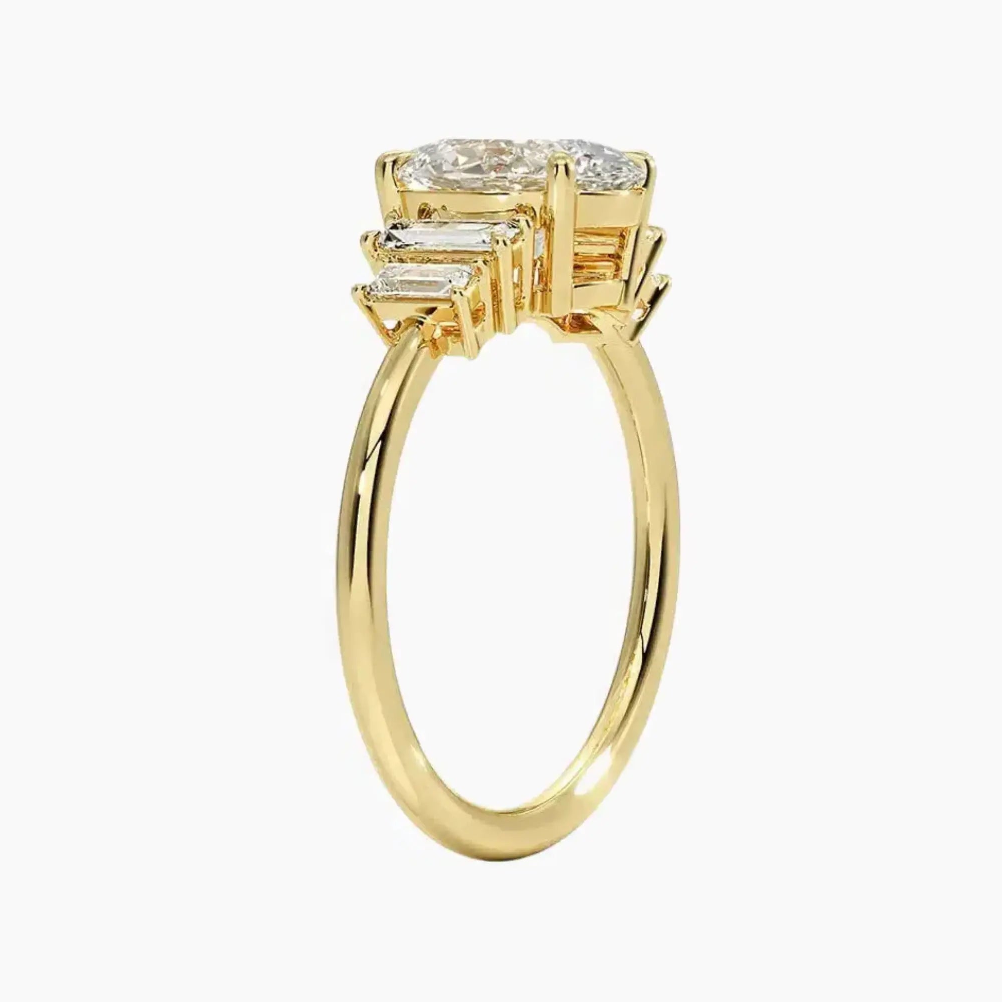 Nerine Five Stone Oval Designer 2 Carat Lab Grown Diamond Engagement Ring in 18K Yellow Gold