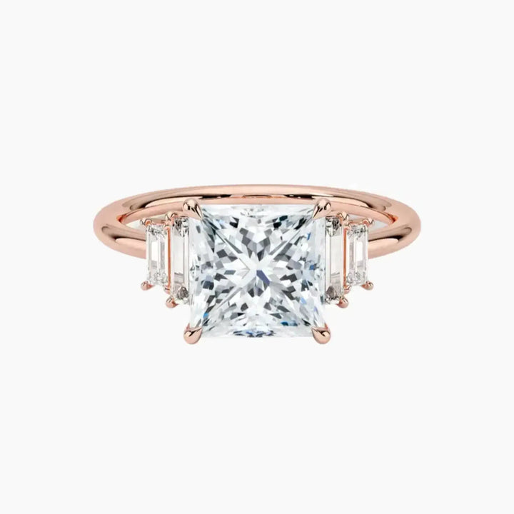 Nerine Five Stone Princess Designer 2 Carat Lab Grown Diamond Engagement Ring in 18K Rose Gold