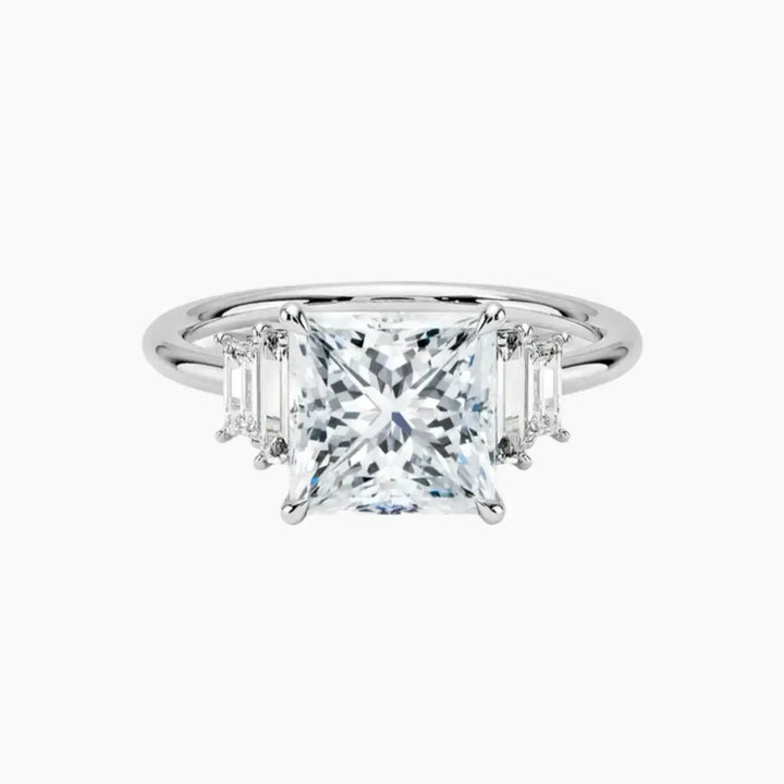 Nerine Five Stone Princess Designer 2 Carat Lab Grown Diamond Engagement Ring in 14K White Gold