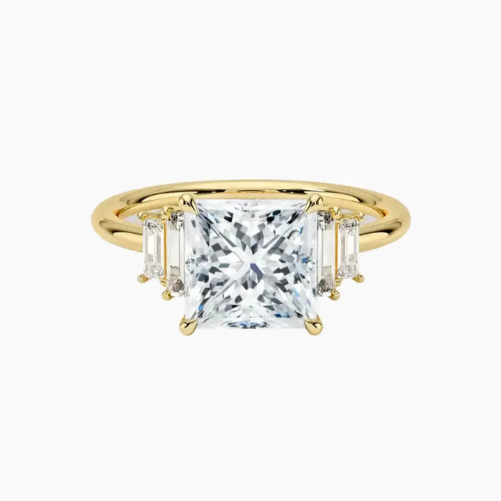 Nerine Five Stone Princess Designer 2.5 Carat Lab Grown Diamond Engagement Ring in 14K Yellow Gold