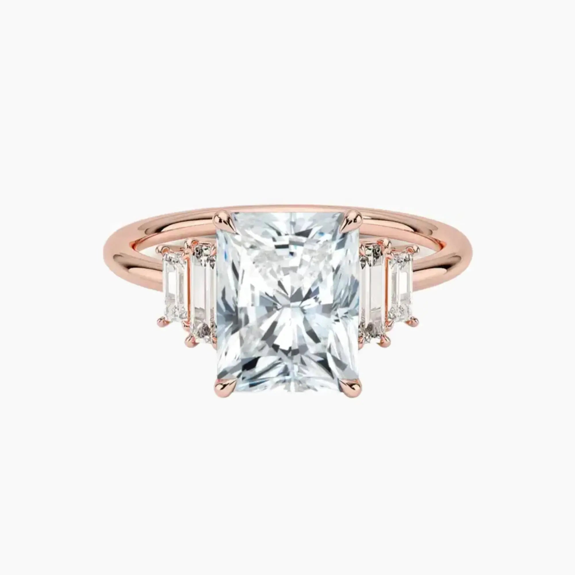 Nerine Five Stone Radiant Designer Diamond Ring Setting in 14K White Gold
