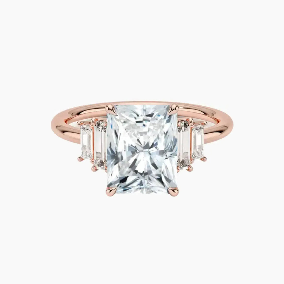 Nerine Five Stone Radiant Designer 2.5 Carat Lab Grown Diamond Engagement Ring in 18K Rose Gold