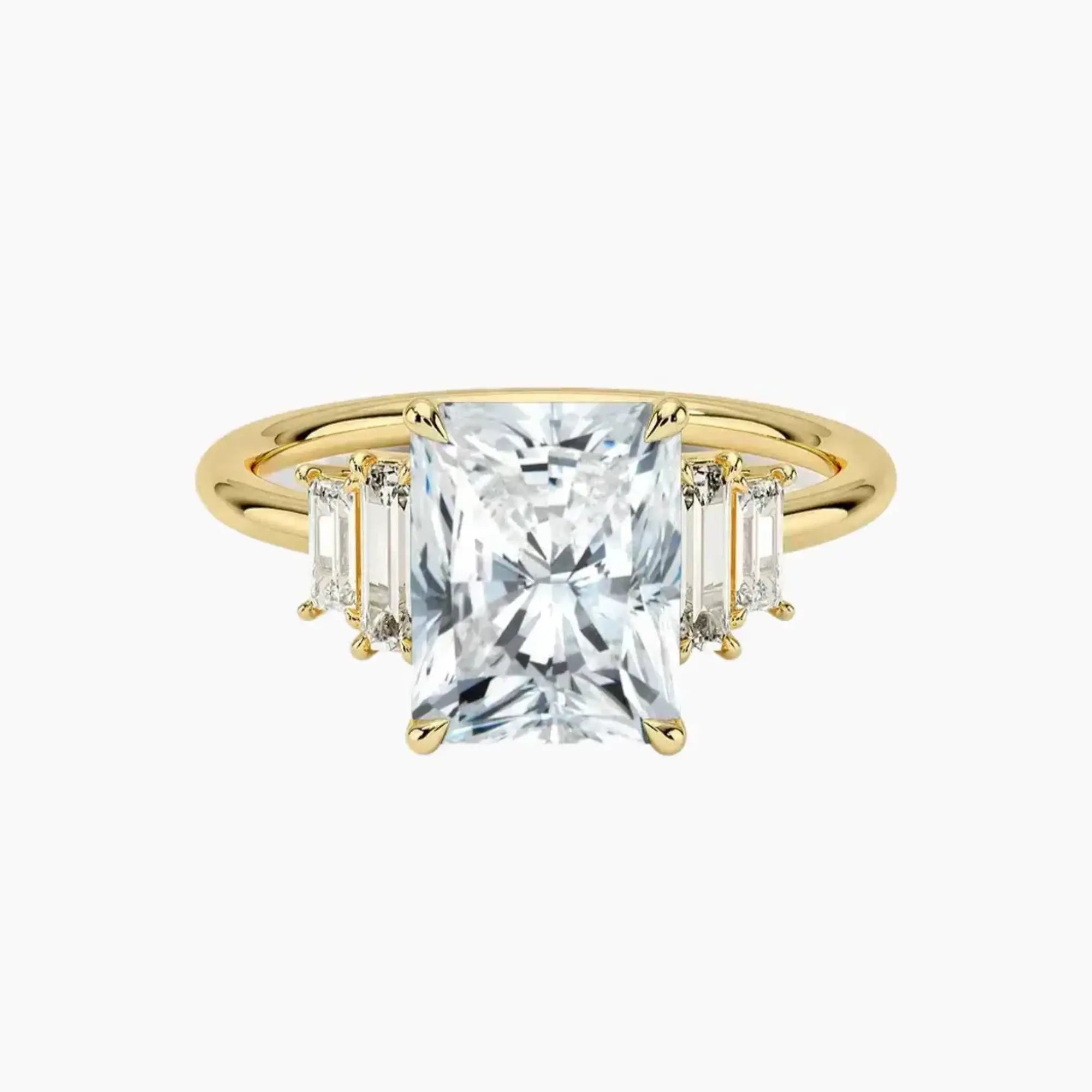 Nerine Five Stone Radiant Designer Diamond Ring Setting in 14K White Gold