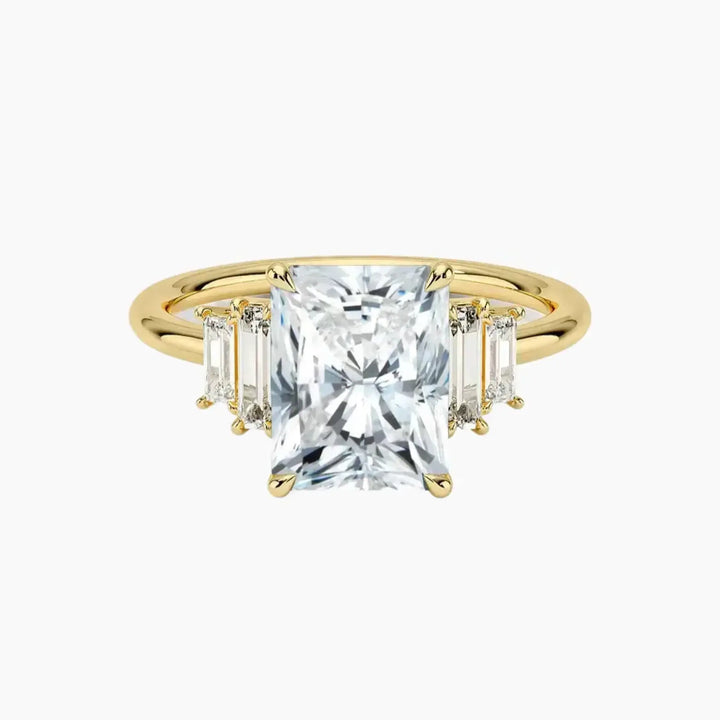 Nerine Five Stone Radiant Designer 2.5 Carat Lab Grown Diamond Engagement Ring in 14K Yellow Gold
