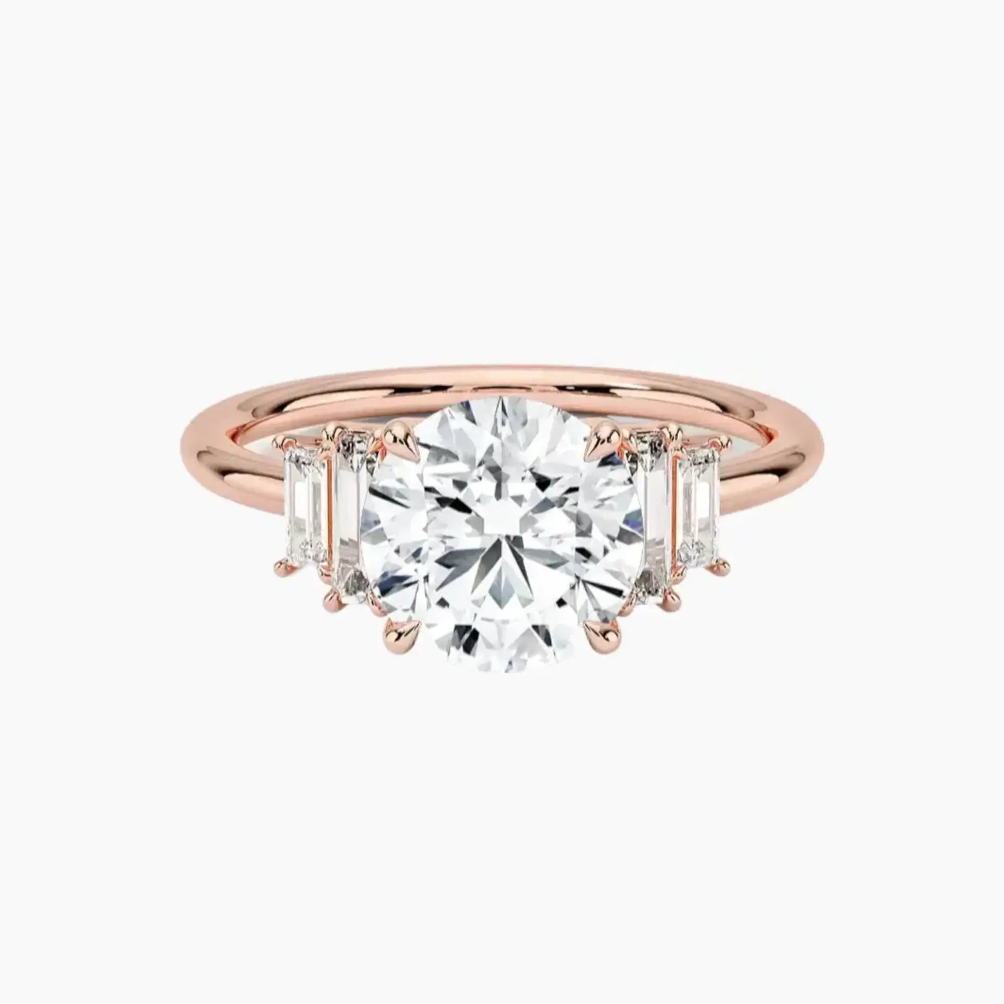 Nerine Five Stone Round Designer 1 Carat Lab Grown Diamond Engagement Ring in 18K Rose Gold