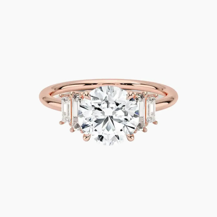 Nerine Five Stone Round Designer 2 Carat Lab Grown Diamond Engagement Ring in 14K Rose Gold