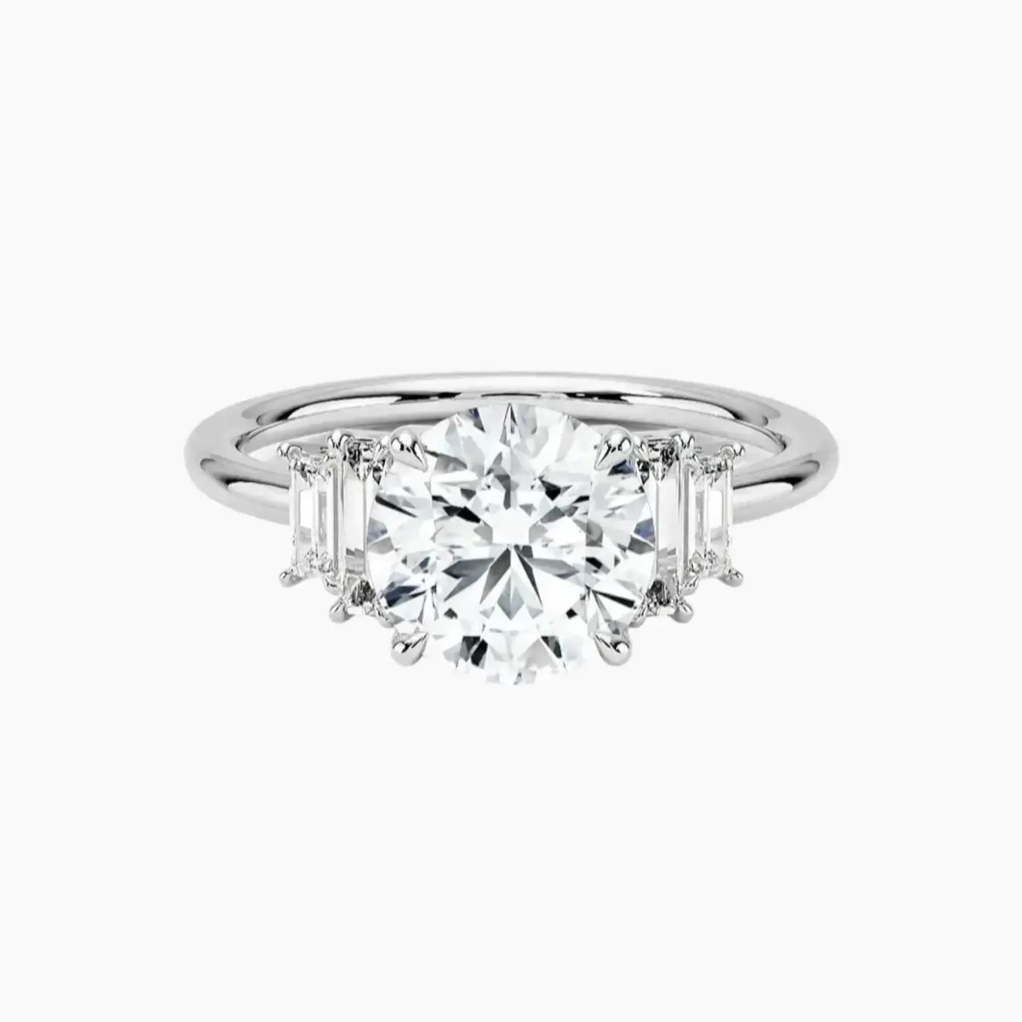 Nerine Five Stone Round Designer 3 Carat Lab Grown Diamond Engagement Ring in 14K White Gold