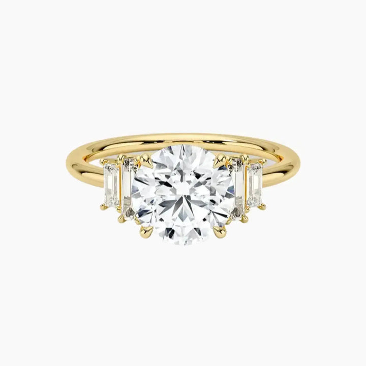 Nerine Five Stone Round Designer 2 Carat Lab Grown Diamond Engagement Ring in 14K Yellow Gold