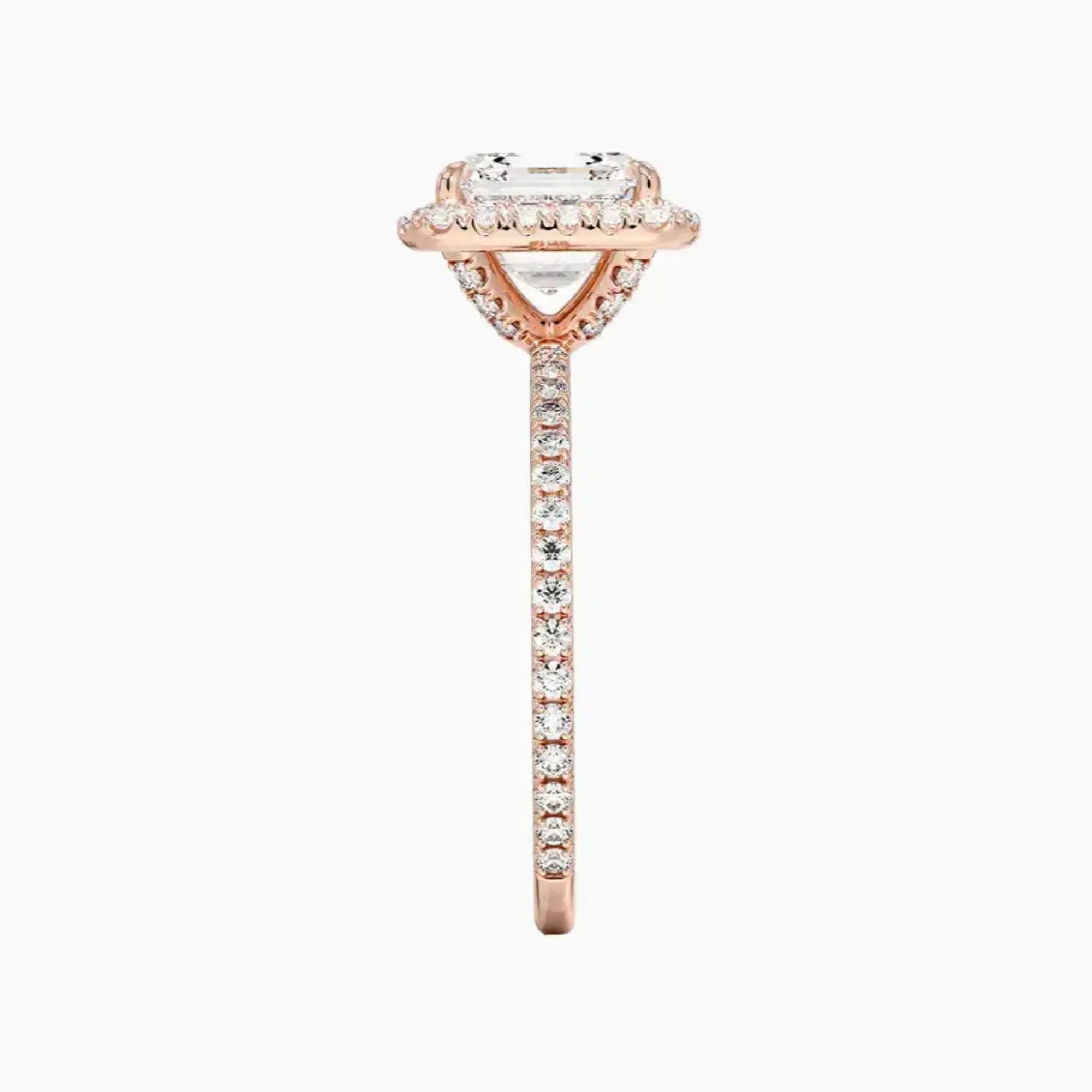 Cassiopeia Pave Asscher Hidden Halo 2 Carat Lab Grown Diamond Engagement Ring in 14K White Gold