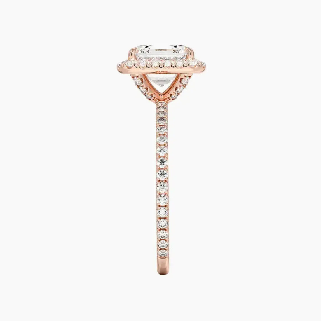 Cassiopeia Pave Asscher Hidden Halo 2 Carat Lab Grown Diamond Engagement Ring in 14K Yellow Gold