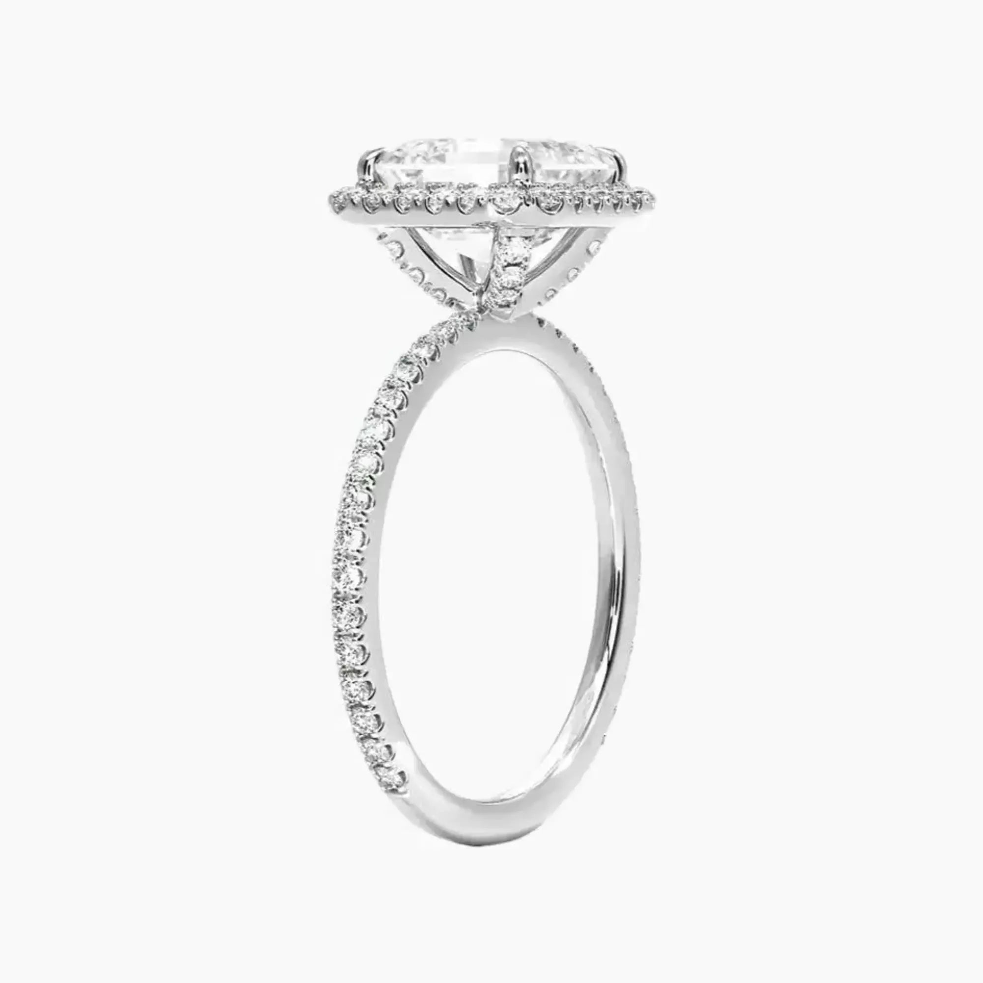 Cassiopeia Pave Asscher Hidden Halo Diamond Ring Setting in 18K Yellow Gold