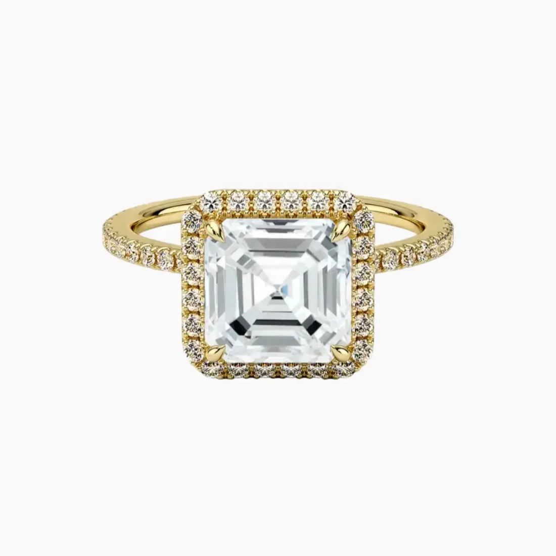 Cassiopeia Pave Asscher Hidden Halo 1 Carat Lab Grown Diamond Engagement Ring in 14K Rose Gold
