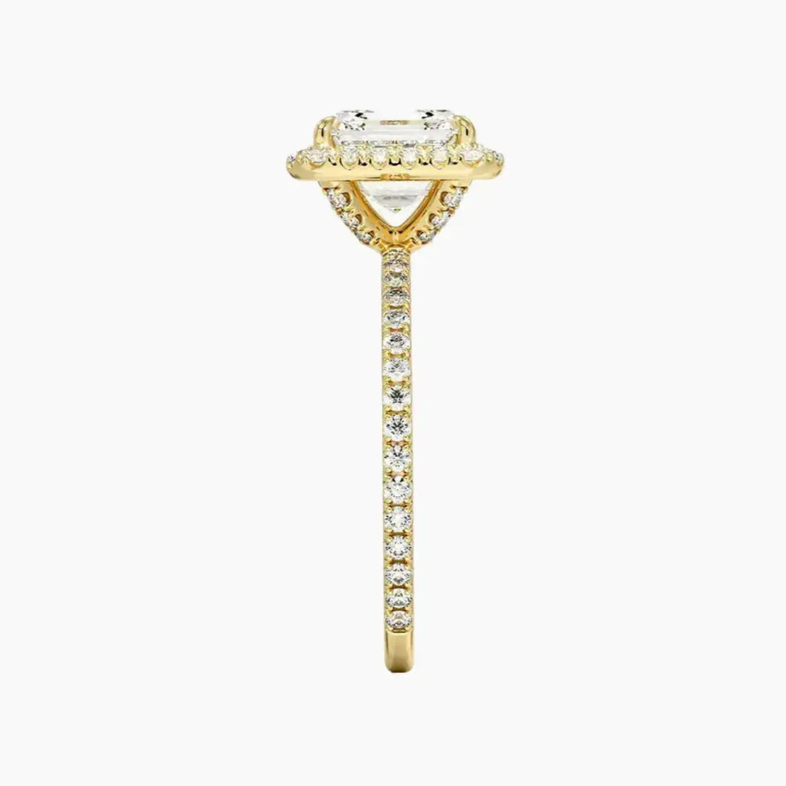 Cassiopeia Pave Asscher Hidden Halo 2.5 Carat Lab Grown Diamond Engagement Ring in 14K Rose Gold