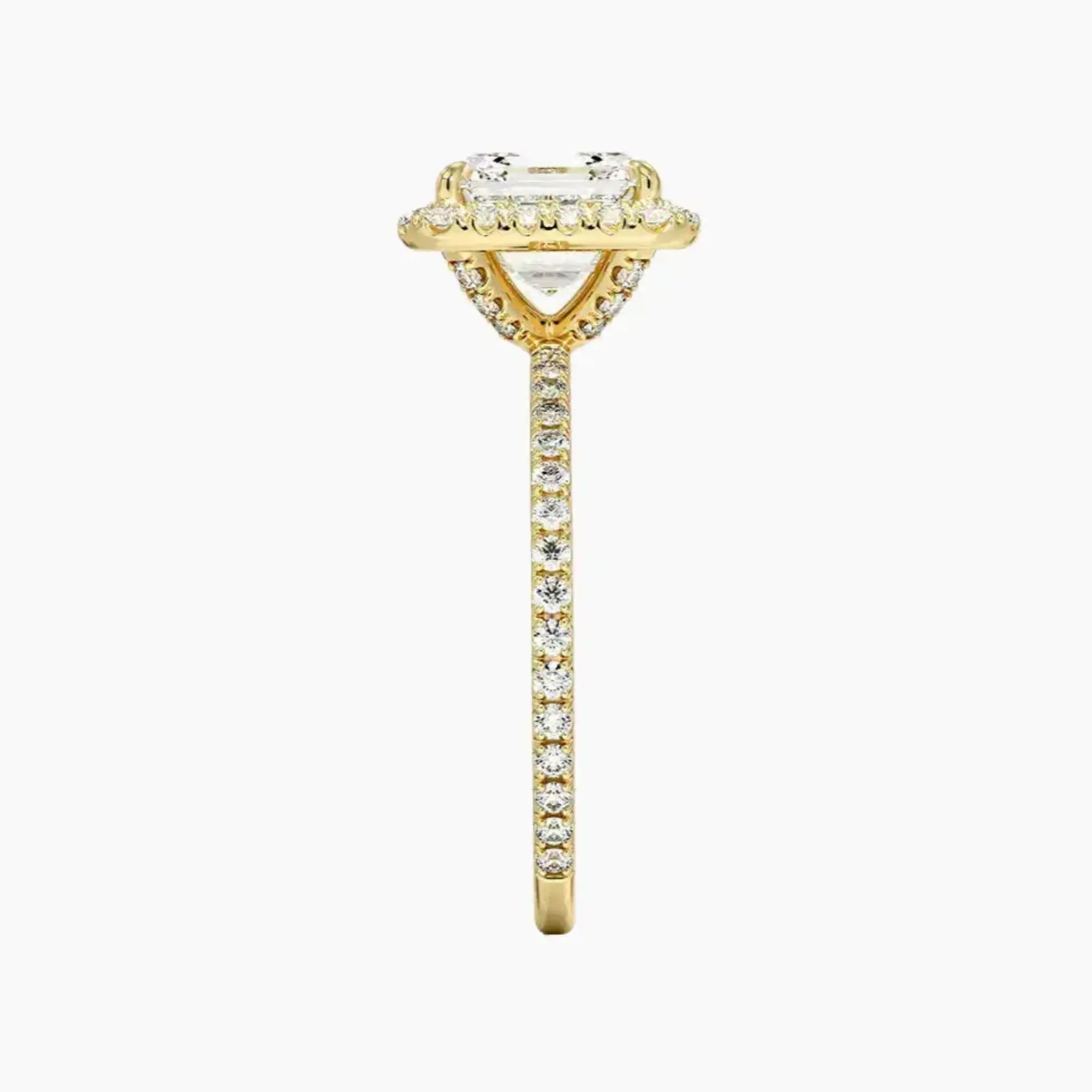 Cassiopeia Pave Asscher Hidden Halo Diamond Ring Setting in 18K White Gold