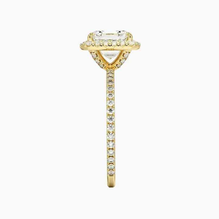 Cassiopeia Pave Asscher Hidden Halo 1.5 Carat Lab Grown Diamond Engagement Ring in 14K Rose Gold