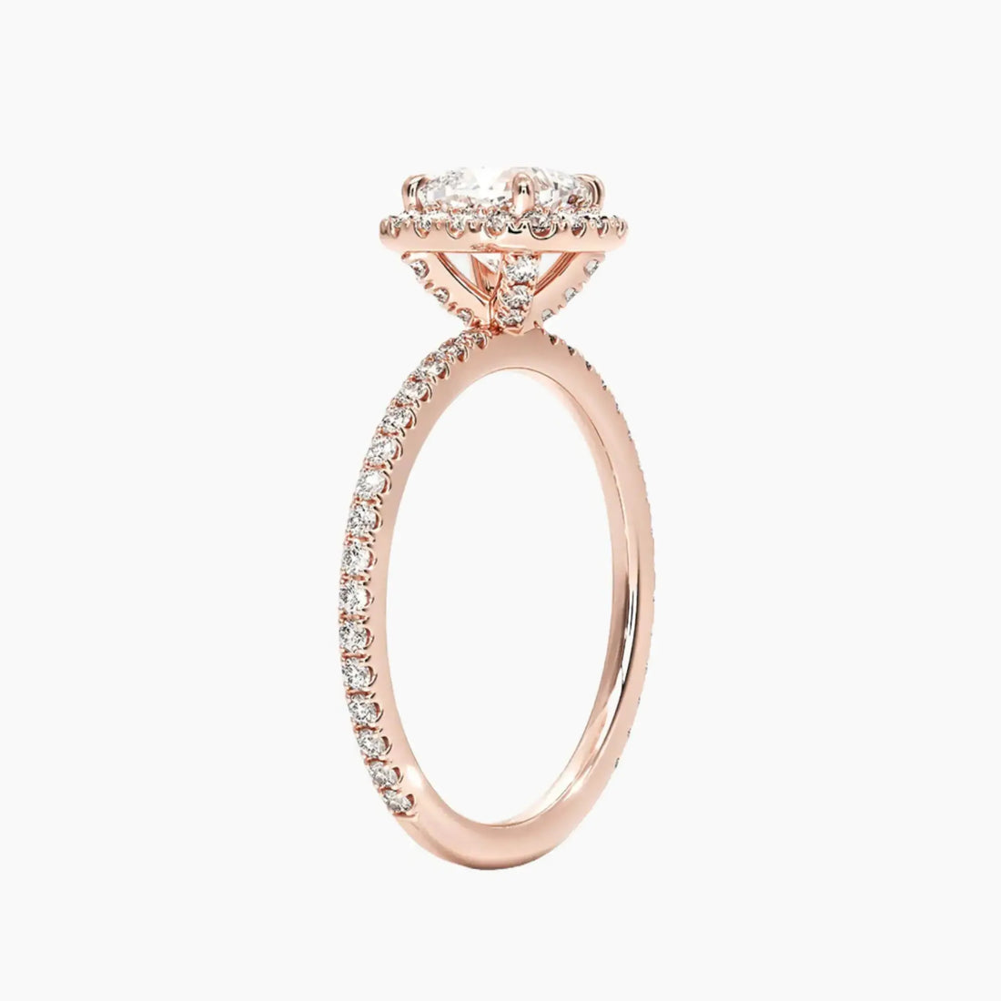 Cassiopeia Pave Cushion Hidden Halo Diamond Ring Setting in 18K Yellow Gold