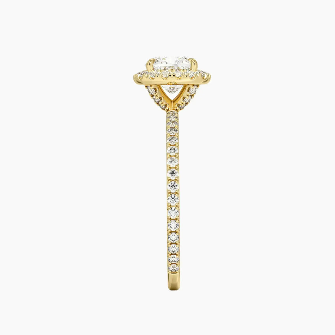 Cassiopeia Pave Cushion Hidden Halo 1.5 Carat Lab Grown Diamond Engagement Ring in 14K White Gold