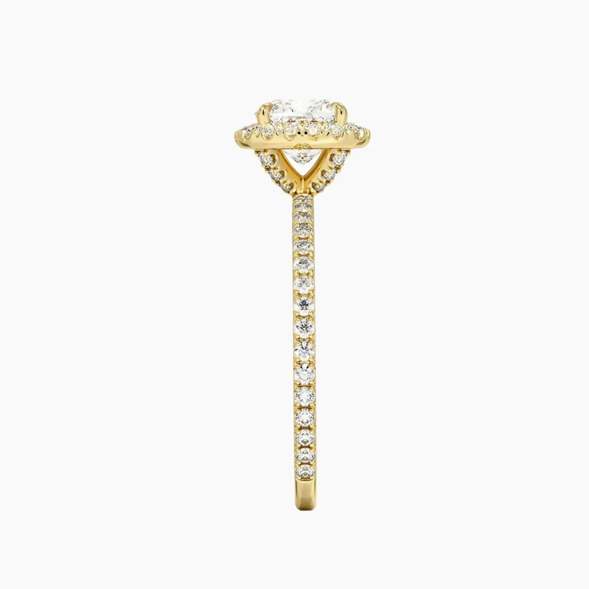 Cassiopeia Pave Cushion Hidden Halo 1.5 Carat Lab Grown Diamond Engagement Ring in 18K Rose Gold