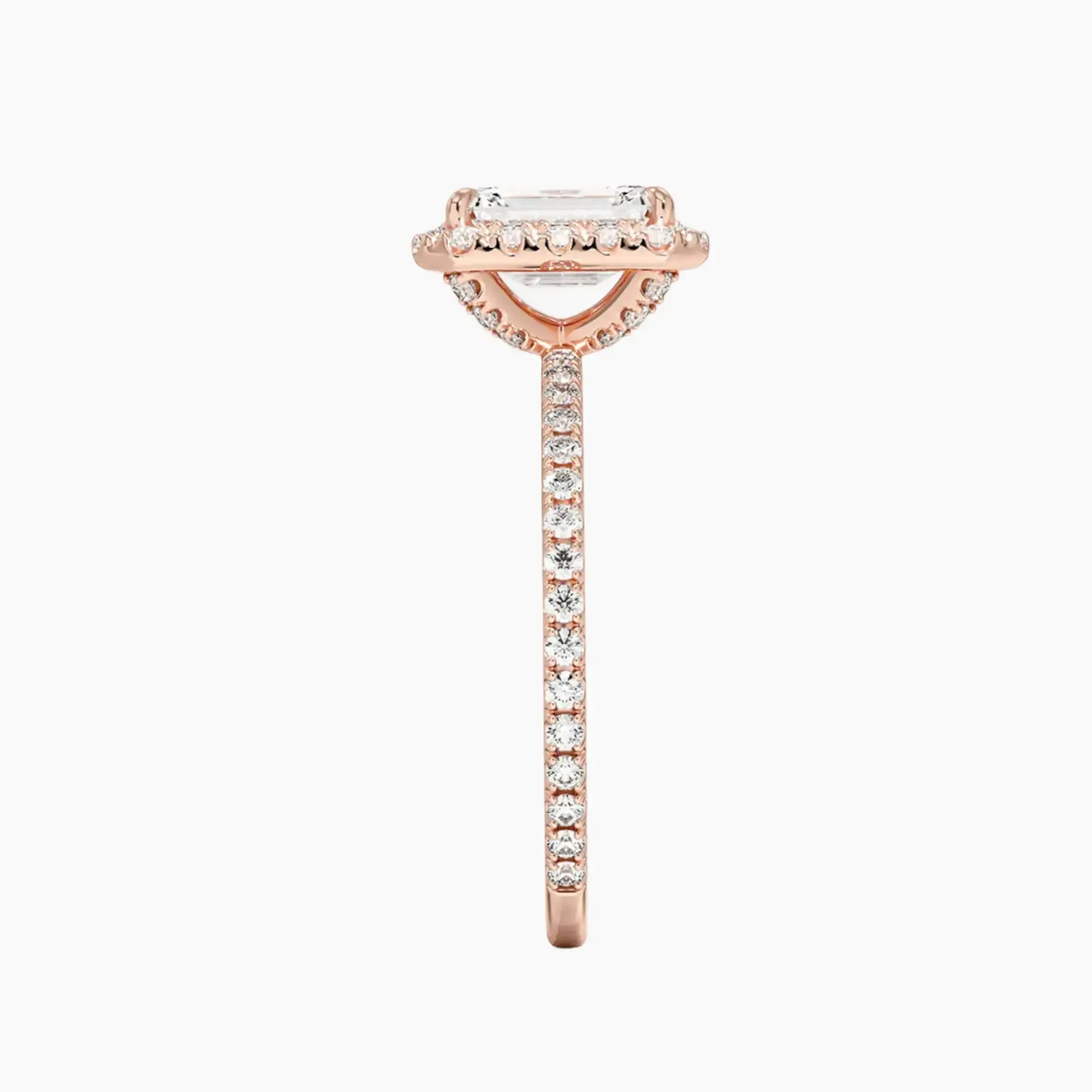 Cassiopeia Pave Emerald Hidden Halo Diamond Ring Setting in 18K White Gold