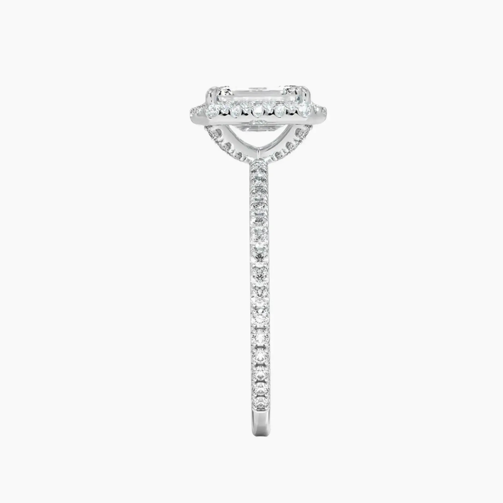 Cassiopeia Pave Emerald Hidden Halo 1 Carat Lab Grown Diamond Engagement Ring in 18K Rose Gold