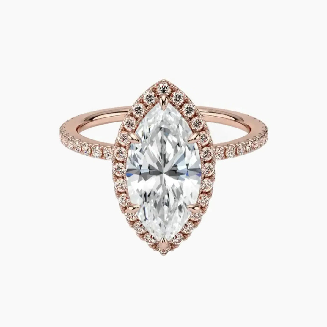 Cassiopeia Pave Marquise Hidden Halo 1 Carat Lab Grown Diamond Engagement Ring in 18K Yellow Gold