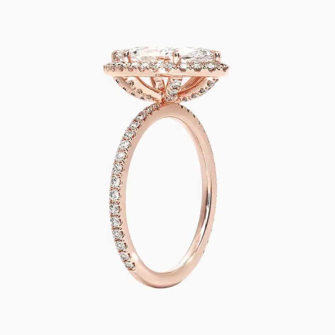Cassiopeia Pave Marquise Hidden Halo 3 Carat Lab Grown Diamond Engagement Ring in 18K Yellow Gold