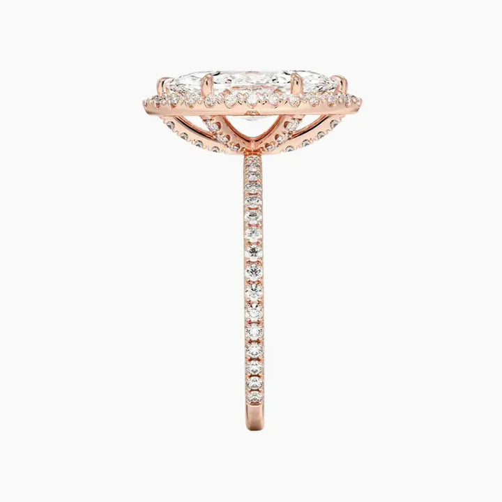 Cassiopeia Pave Marquise Hidden Halo 2.5 Carat Lab Grown Diamond Engagement Ring in 14K Yellow Gold