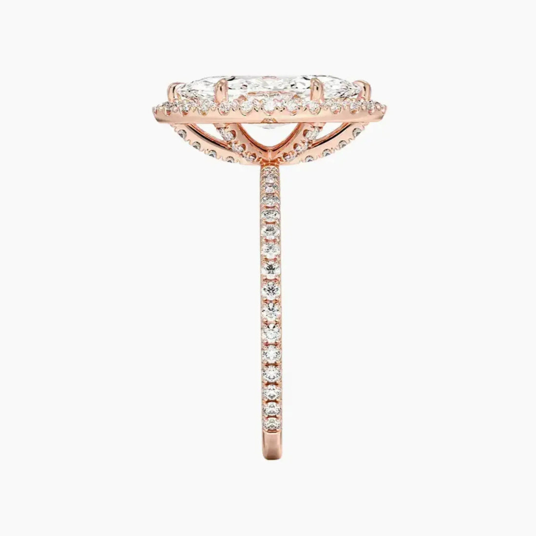 Cassiopeia Pave Marquise Hidden Halo 1 Carat Lab Grown Diamond Engagement Ring in 14K Yellow Gold