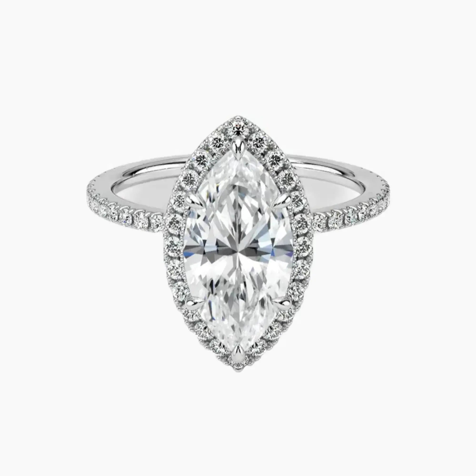 Cassiopeia Pave Marquise Hidden Halo 1 Carat Lab Grown Diamond Engagement Ring in 18K Yellow Gold