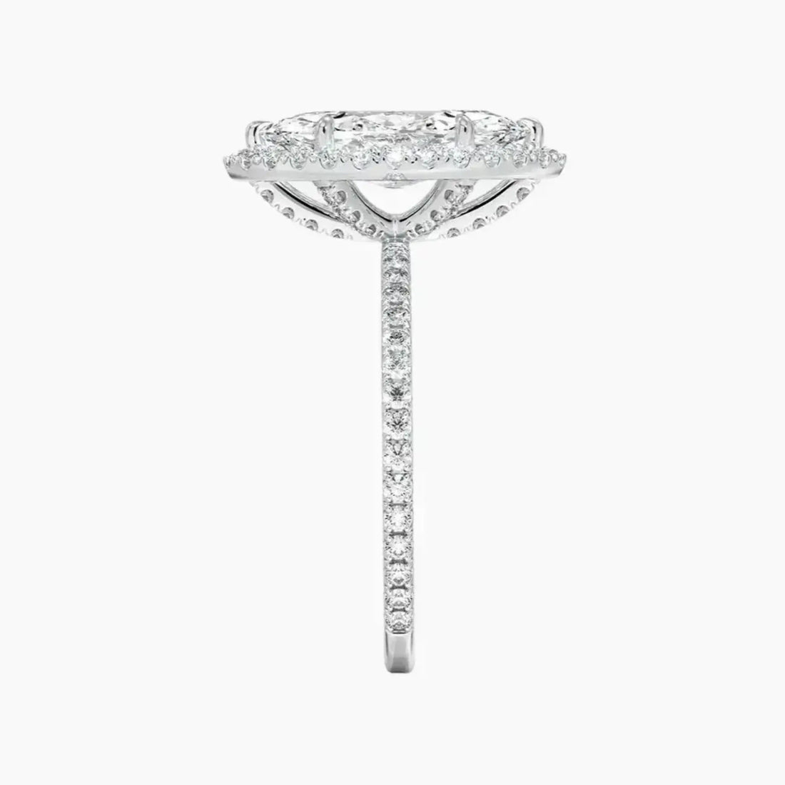 Cassiopeia Pave Marquise Hidden Halo 2 Carat Lab Grown Diamond Engagement Ring in 14K White Gold