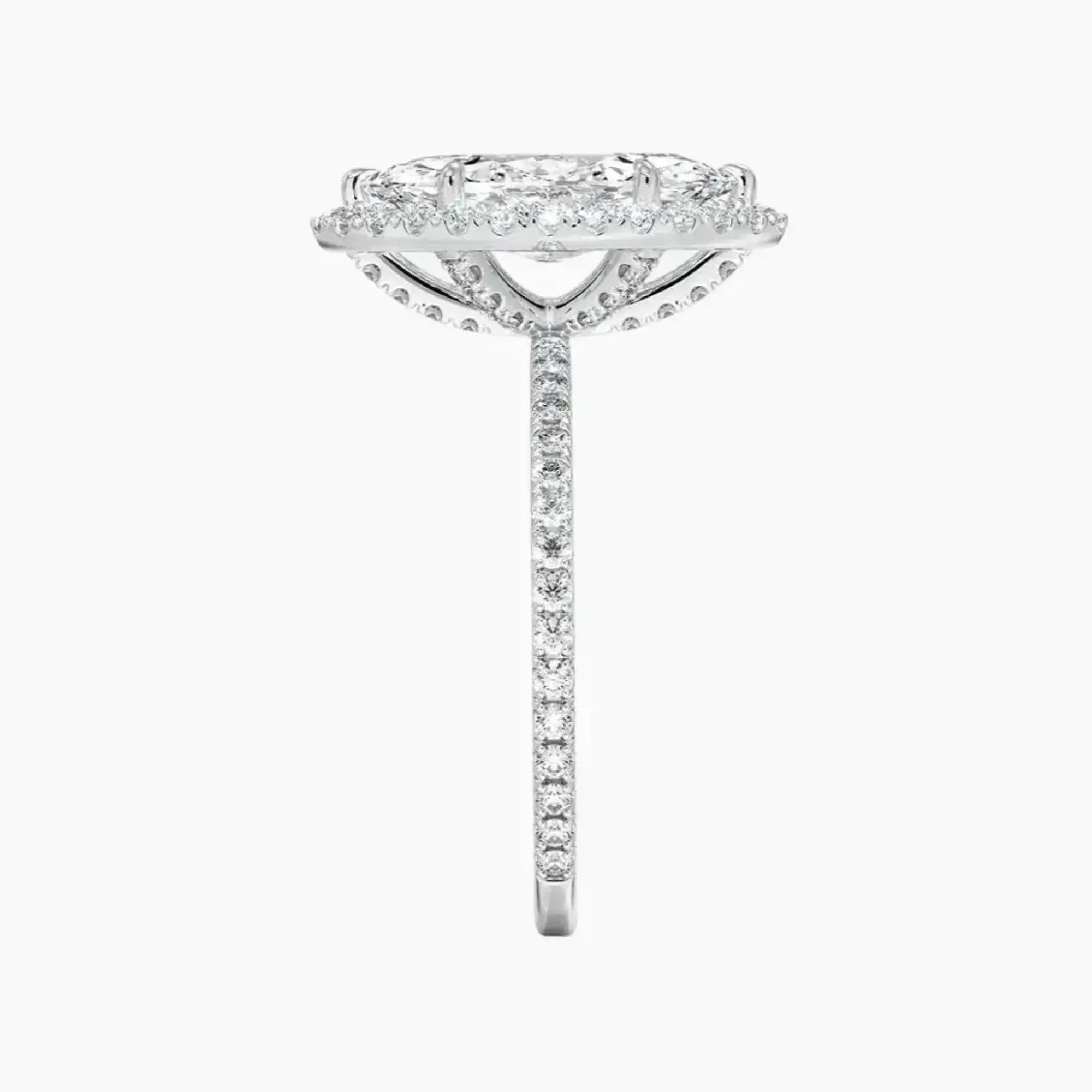 Cassiopeia Pave Marquise Hidden Halo Diamond Ring Setting in 14K Yellow Gold