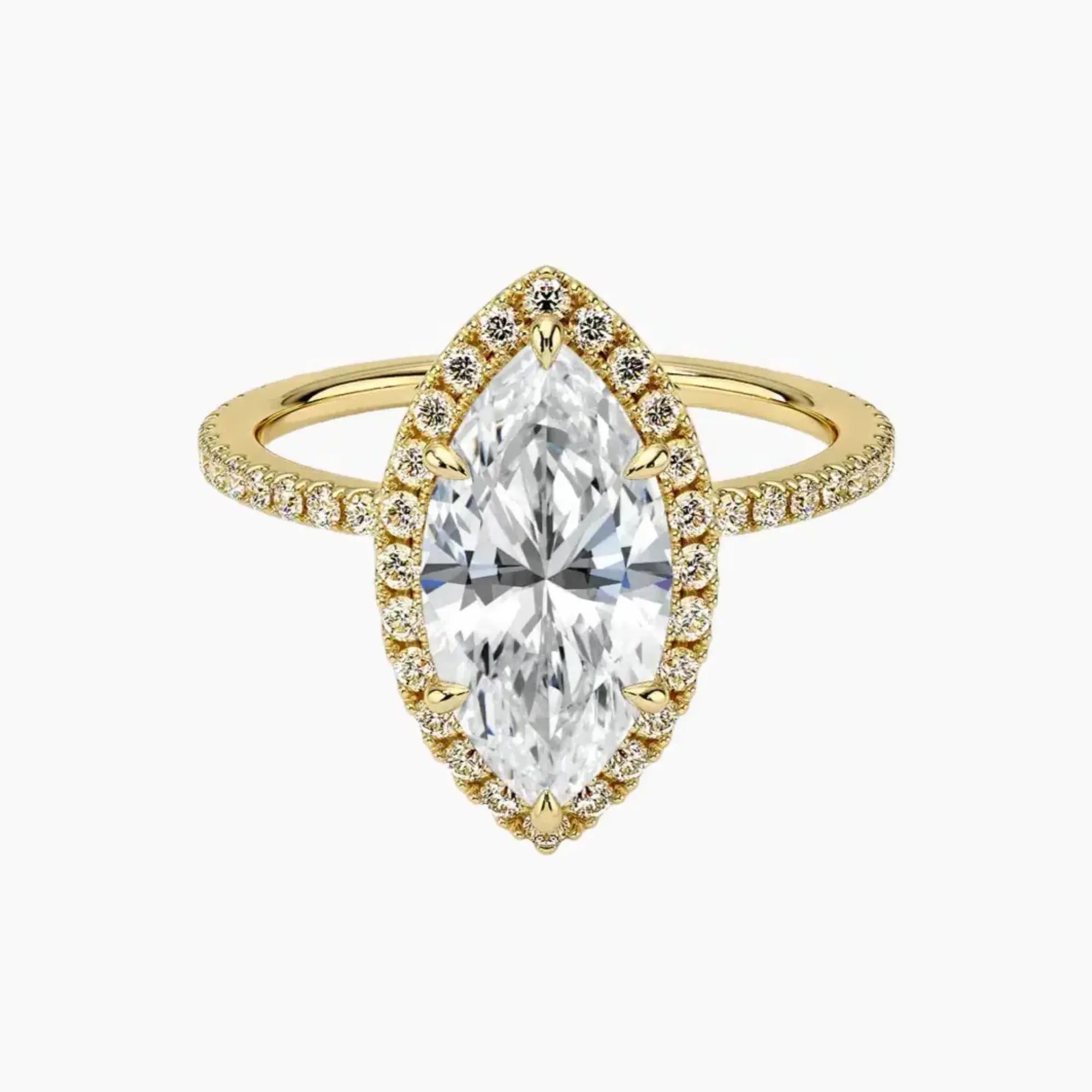 Cassiopeia Pave Marquise Hidden Halo 1 Carat Lab Grown Diamond Engagement Ring in 14K White Gold