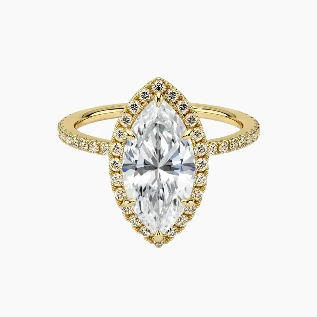 Cassiopeia Pave Marquise Hidden Halo 3 Carat Lab Grown Diamond Engagement Ring in 18K White Gold
