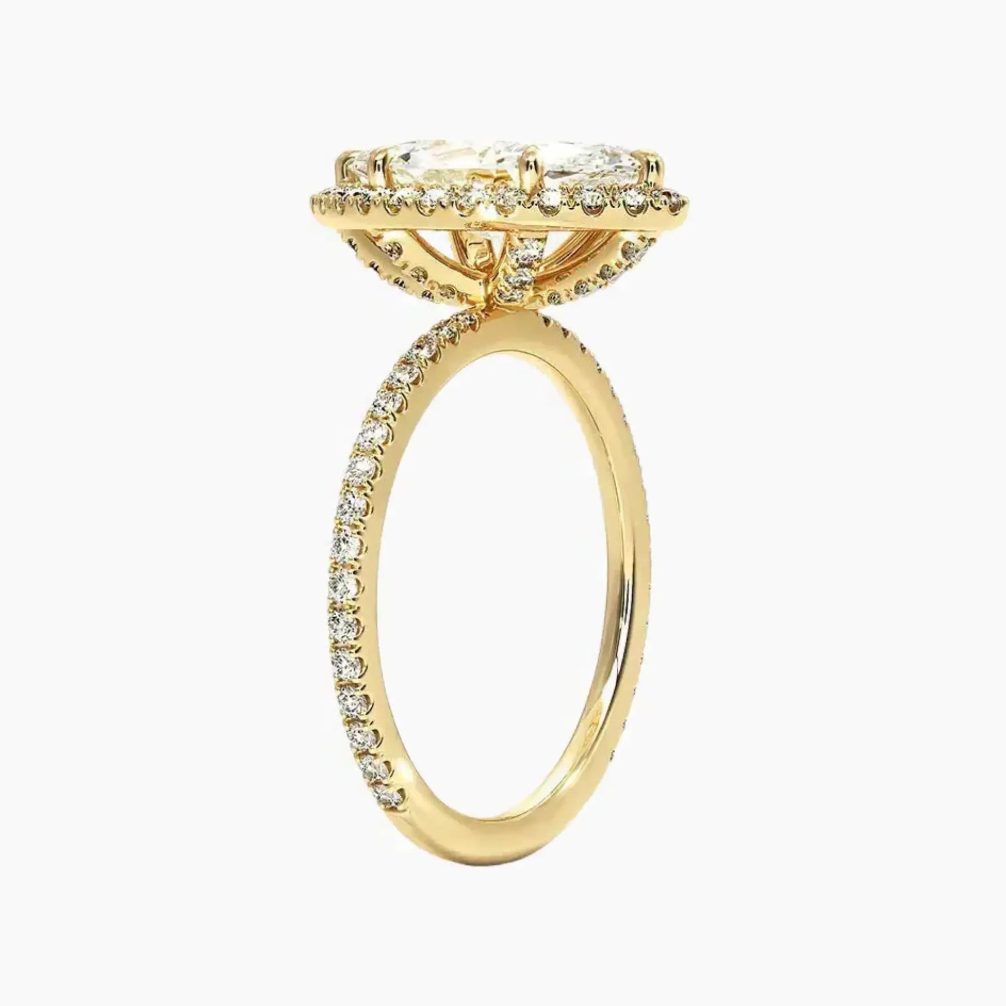 Cassiopeia Pave Marquise Hidden Halo 1 Carat Lab Grown Diamond Engagement Ring in 18K White Gold