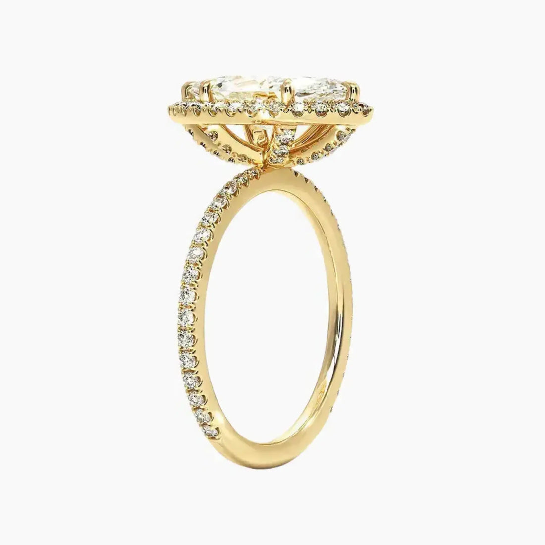Cassiopeia Pave Marquise Hidden Halo 1 Carat Lab Grown Diamond Engagement Ring in 18K White Gold