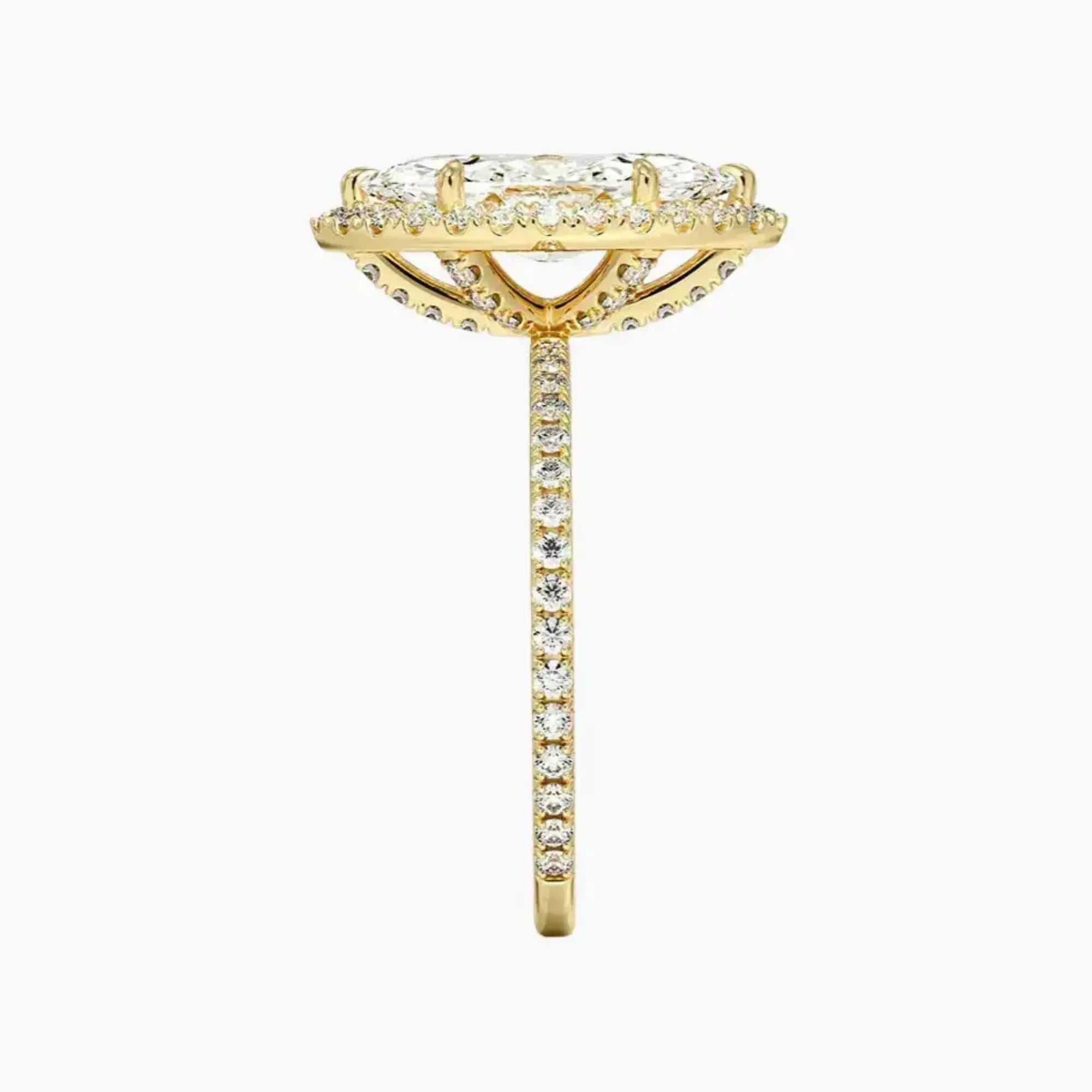 Cassiopeia Pave Marquise Hidden Halo 3 Carat Lab Grown Diamond Engagement Ring in 18K White Gold