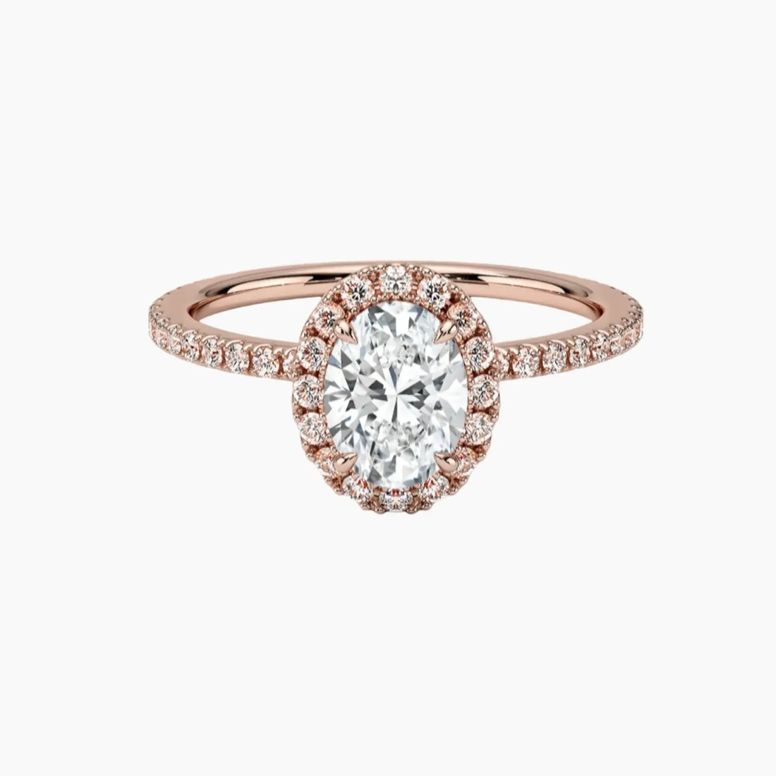 Cassiopeia Pave Oval Hidden Halo 2.5 Carat Lab Grown Diamond Engagement Ring in 14K Yellow Gold