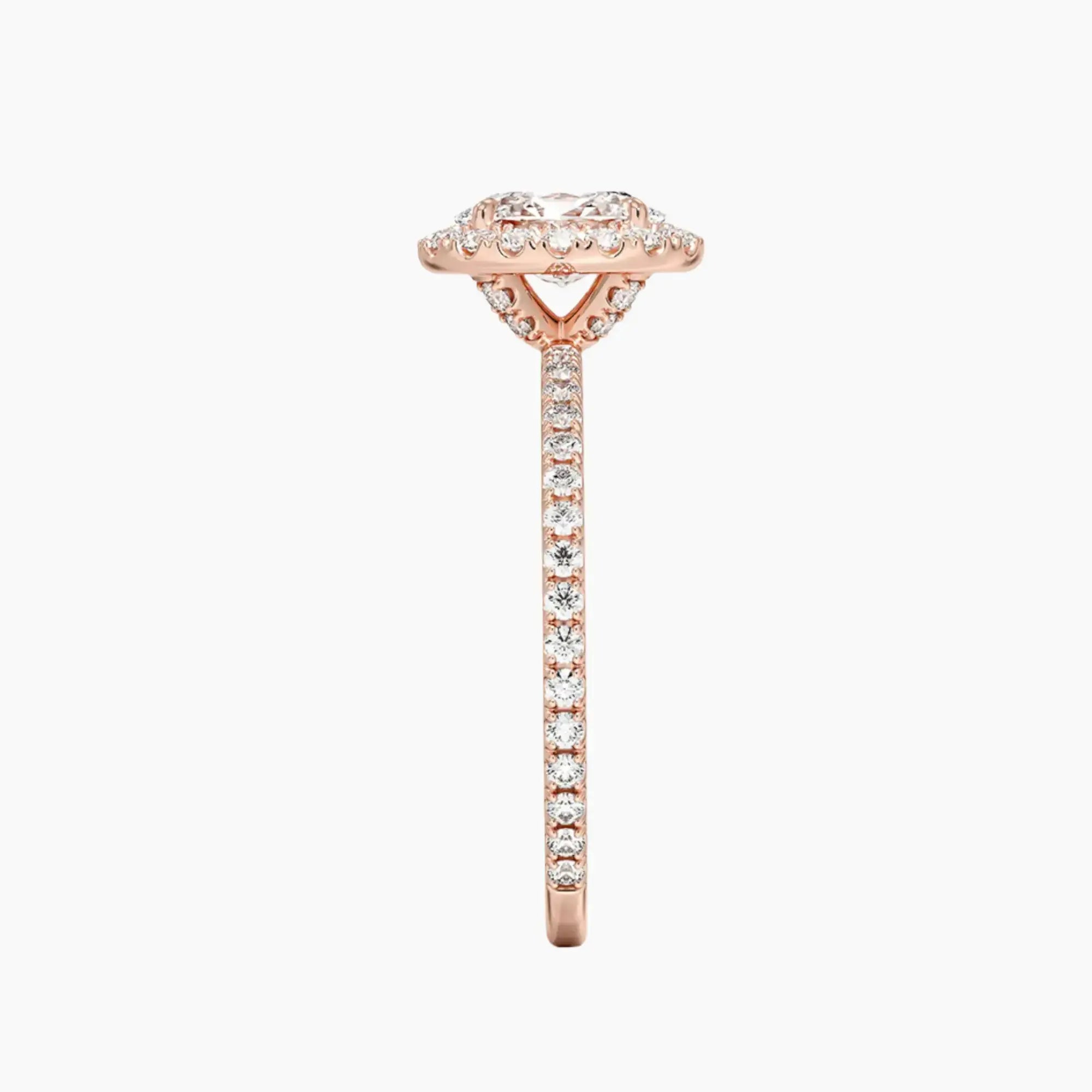 Cassiopeia Pave Oval Hidden Halo 2 Carat Lab Grown Diamond Engagement Ring in 14K Rose Gold