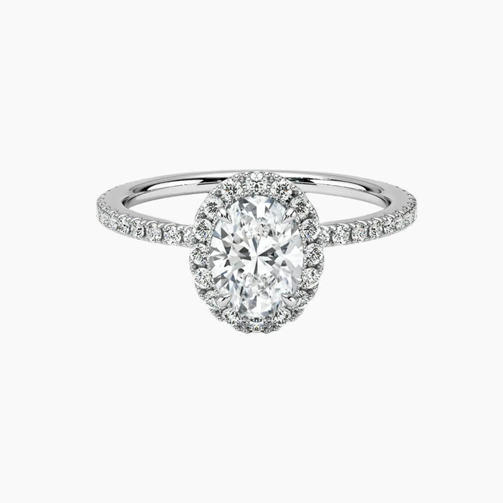 Cassiopeia Pave Oval Hidden Halo 3 Carat Lab Grown Diamond Engagement Ring in 14K White Gold