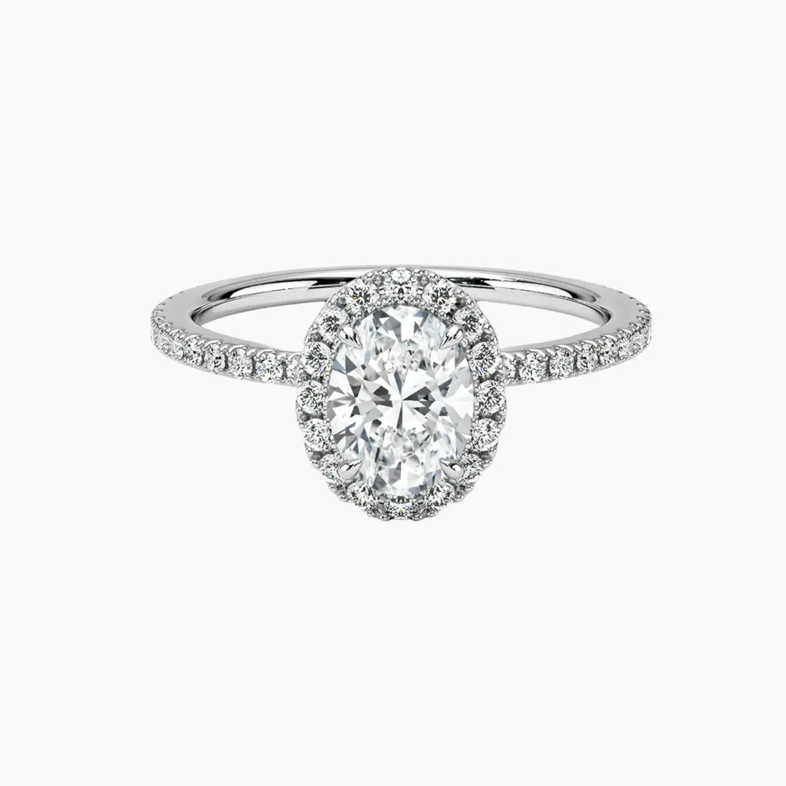 Cassiopeia Pave Oval Hidden Halo 2.5 Carat Lab Grown Diamond Engagement Ring in 18K Rose Gold