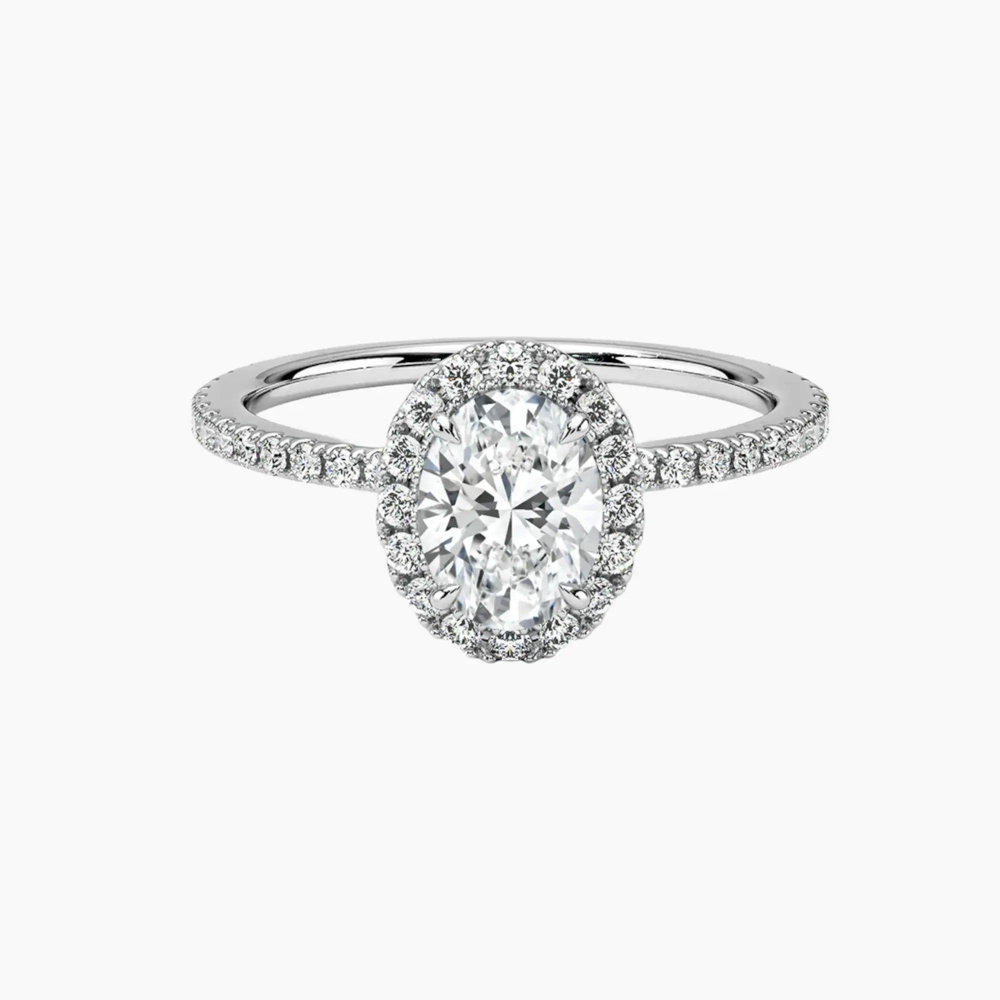 Cassiopeia Pave Oval Hidden Halo 3 Carat Lab Grown Diamond Engagement Ring in 14K Rose Gold