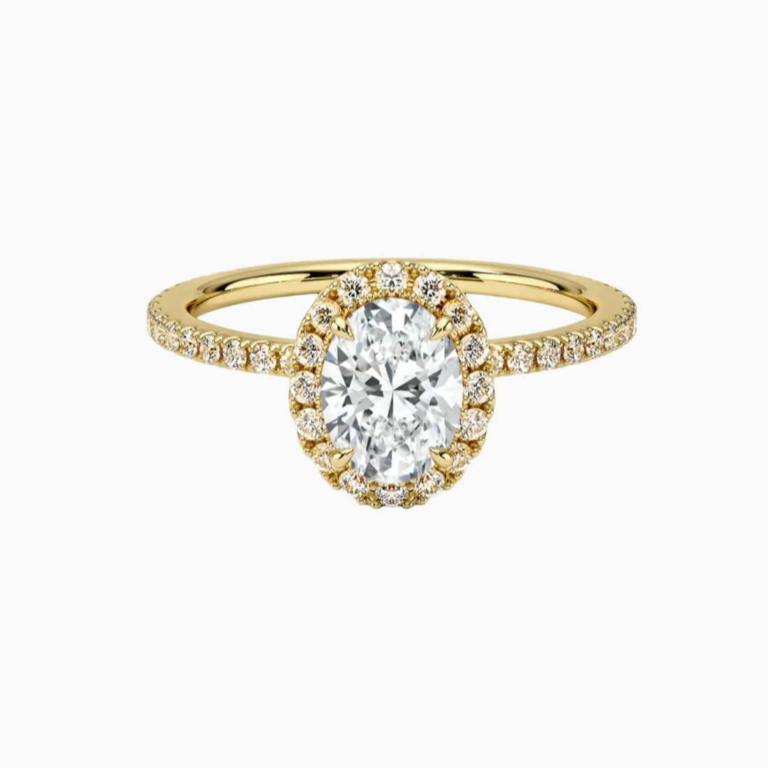 Cassiopeia Pave Oval Hidden Halo Diamond Ring Setting in 14K Yellow Gold
