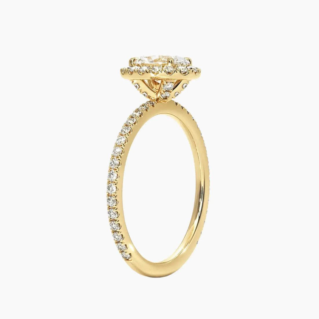 Cassiopeia Pave Oval Hidden Halo 1 Carat Lab Grown Diamond Engagement Ring in 14K Rose Gold