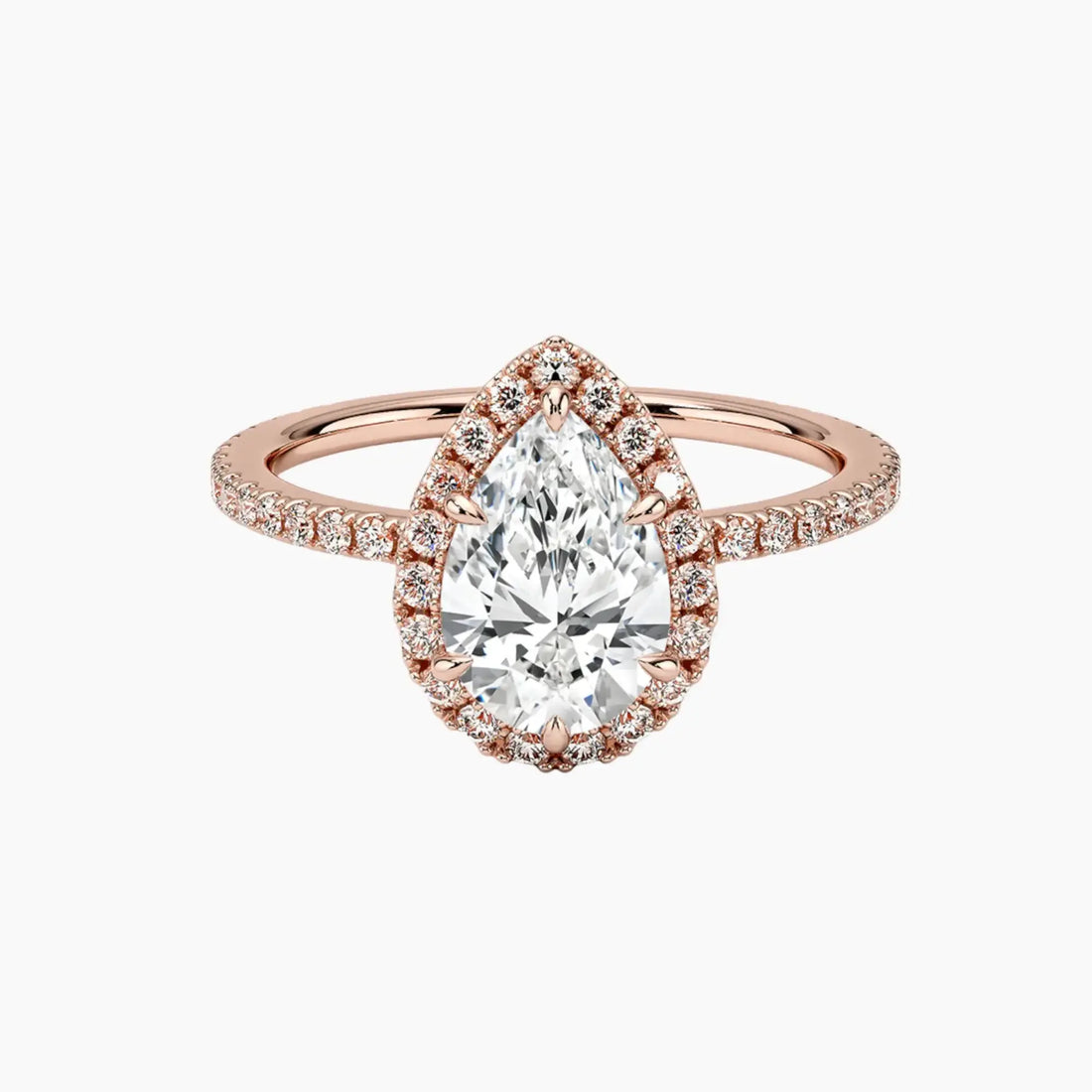 Cassiopeia Pave Pear Hidden Halo Diamond Ring Setting in 14K White Gold