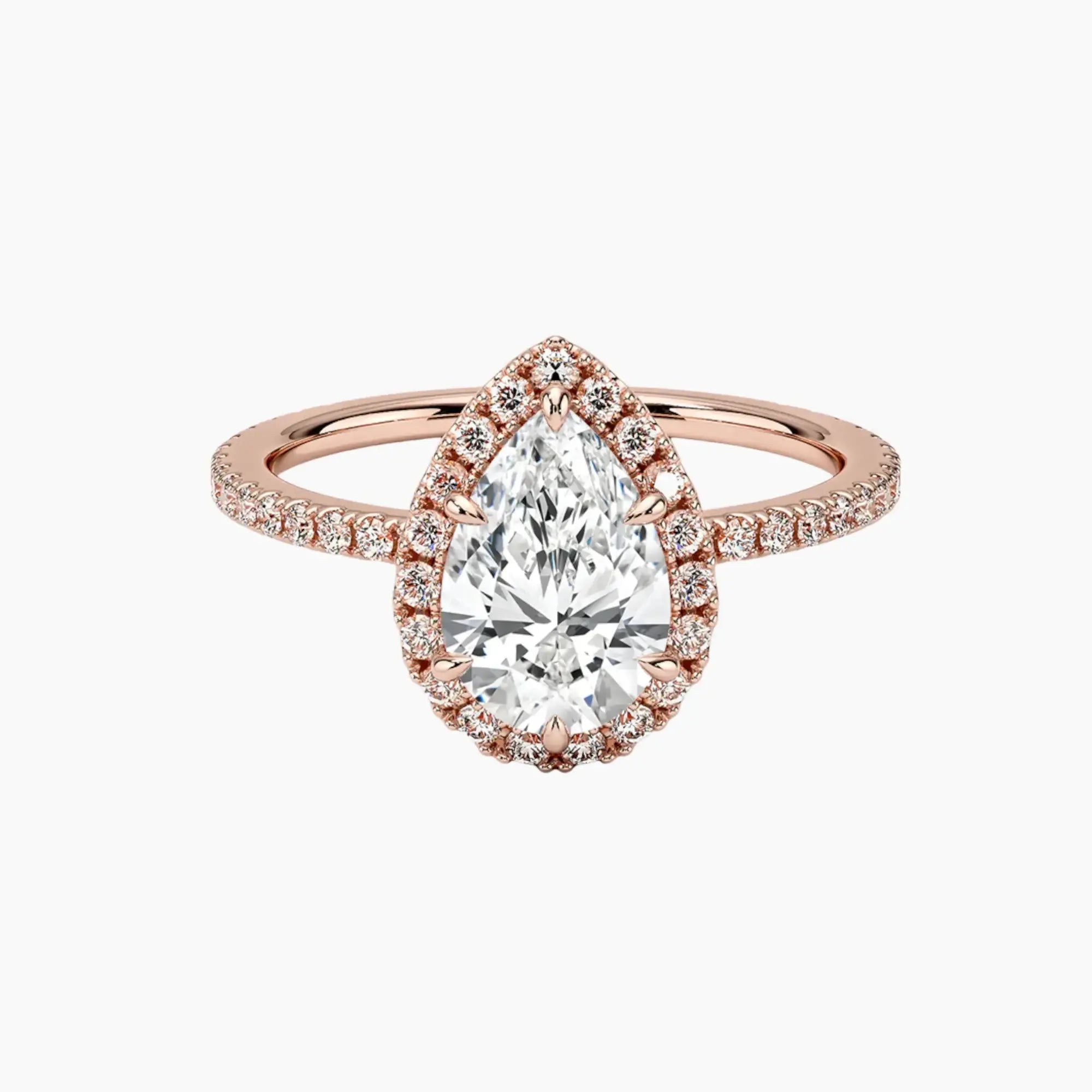Cassiopeia Pave Pear Hidden Halo 1 Carat Lab Grown Diamond Engagement Ring in 14K White Gold