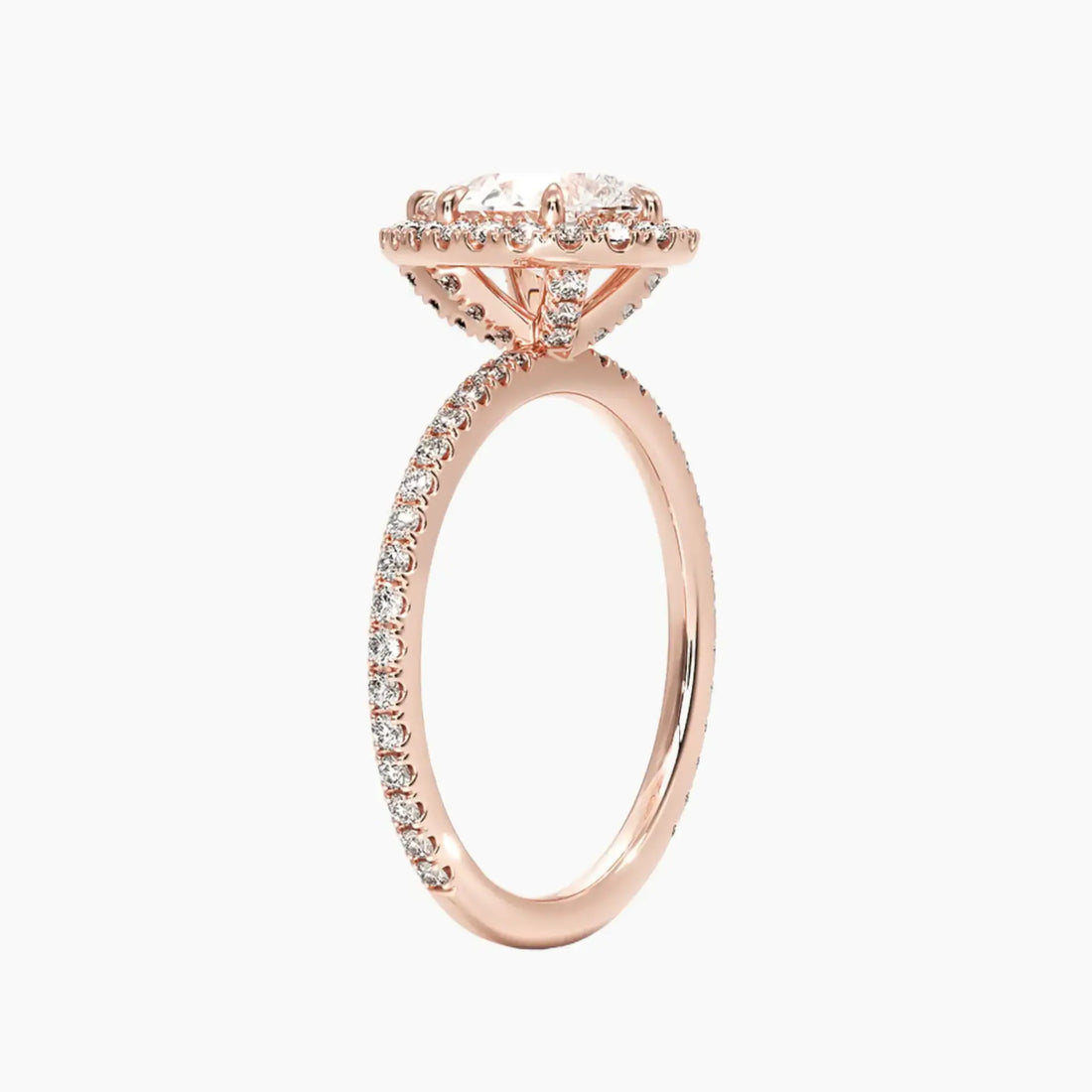 Cassiopeia Pave Pear Hidden Halo 1.5 Carat Lab Grown Diamond Engagement Ring in 14K Yellow Gold