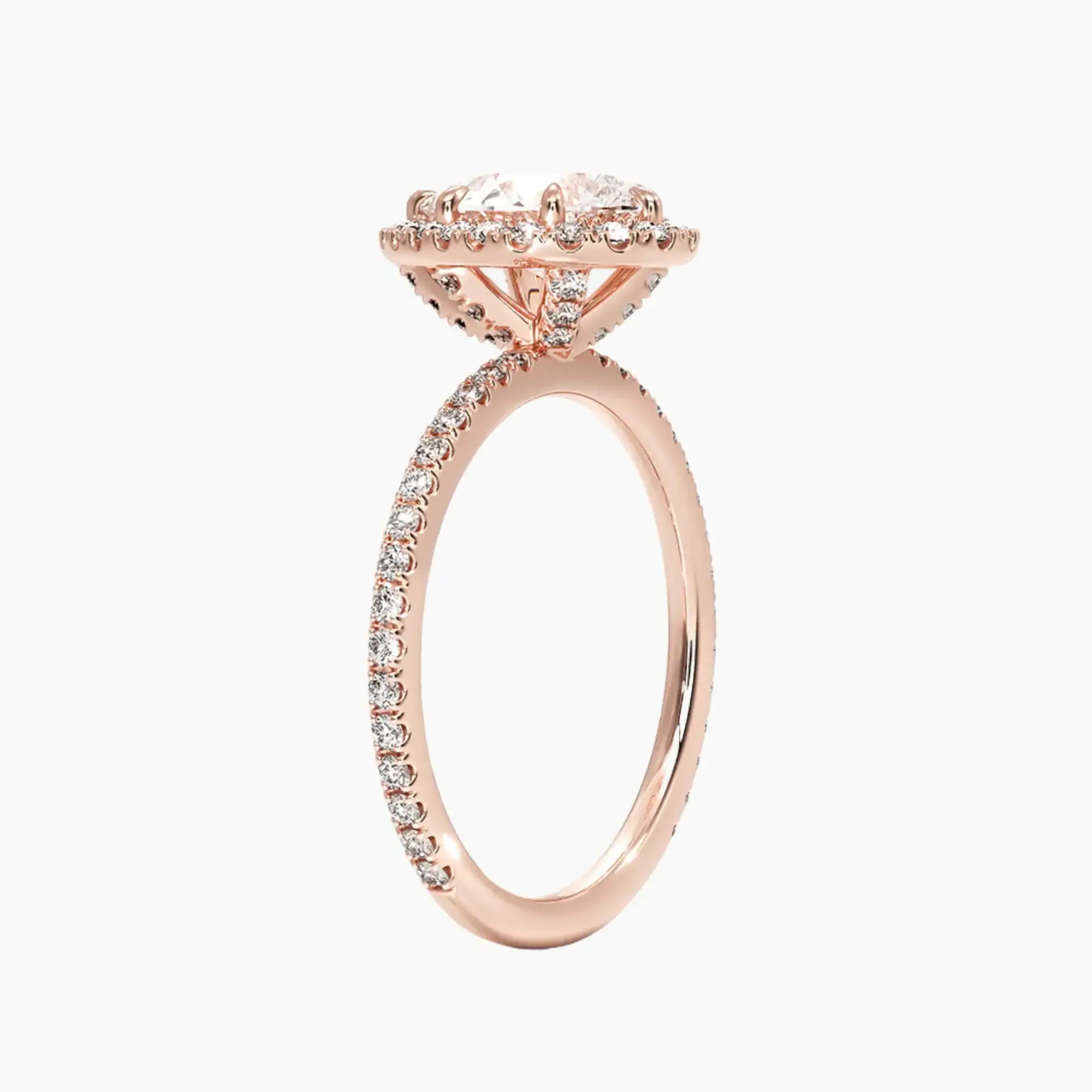 Cassiopeia Pave Pear Hidden Halo Diamond Ring Setting in 14K Yellow Gold