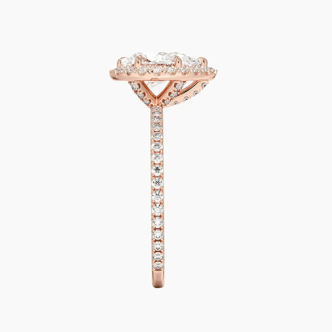 Cassiopeia Pave Pear Hidden Halo 1 Carat Lab Grown Diamond Engagement Ring in 18K Rose Gold